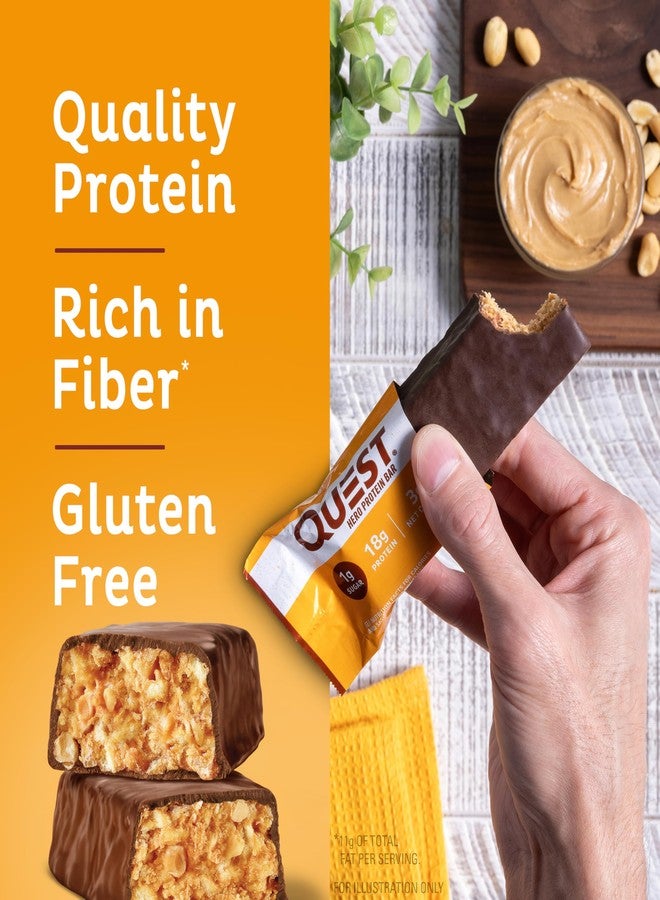 Quest Nutrition Crispy Chocolate Peanut Butter Hero Protein Bar, 18g Protein, 1g Sugar, 3g Net Carb, Gluten Free Protein Snack, Keto Friendly, 4 Count - Image 3